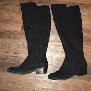 Black knee high suede boots